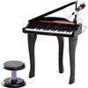 HOMCOM Pianoforte Elettrico Giocattolo Strumento Musicale per Bambini con 37 Tasti Microfono e Sgabello 48x39x69cm Nero|Aosom