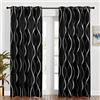 Pony Dance Tenda termica isolante - Tende oscuranti con occhielli, motivo curvo, argentato, decorazione per casa, soggiorno, finestra, larghezza 140 cm x altezza 220 cm, nero, 2 pezzi