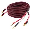 Dynavox Perfect Sound Cavo per altoparlanti, coppia, cavo per altoparlanti flessibile di alta gamma con connettori a banana, preassemblato, colore nero/rosso, lunghezza 5 m