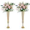 NUPTIO Vaso Oro per Centrotavola Matrimonio: 2 Pezzi 55,5cm di Alto Fiori Tromba Vasi in Metallo Stand per Matrimoni D'oro Centrotavolo Decorazioni di Compleanno Festa Anniversario