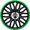 AUTO-STYLE J-Tec J14517 Set Di 4 Copricerchi Orden R 14 Pollici Nero/Verde + Anello Cromato, Chrome