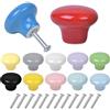 Mikihat 12 PCS Colorate Pomelli per Cassetti 32MM Pomelli Rotondi in Ceramica Pomelli per Mobili Fungo Manopole per Cassetti e Cucine Pomolo per Mobile Pomelli per Porta Mobili da Cucina Camera dei Bambini