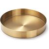 DOKOT Vassoio Decorativo di Immagazzinaggio Dell'organizzatore Del Vassoio Dell'oro Rotondo per Gioielli, Trucco, Articoli da Toeletta, Stoviglie da Cucina Oro (18cm)