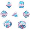 DollaTek 7Pcs Set di dadi in metallo solido DND Gioco di dadi D&D in metallo solido con custodia e lega di zinco con smalto per giochi di ruolo Sotterranei e draghi(vernice colorata per cottura)