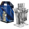 peinat posate acciaio inox 6 persone, set posate 24 pezzi, incluso coltello, forchetta, cucchiaio, cucchiaino, C'è anche un rack di stoccaggio, adatto per cucina, ristorante, festa