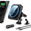 ESR Caricabatterie da auto MagSafe, Caricatore Wireless Magnetico da 15W, Supporto per la Bocchetta Dell'Aria, per iPhone 17/17e/16/15/14/13/12, Galaxy S26/S25, Caricatore da Auto Veloce QC 3.0 da 36W