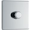 British General BG Electric, interruttore dimmer intelligente a parete singola, 2 vie, piastra frontale senza viti, piastra piatta premium, cromo lucido, 200 W, FPC81
