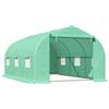 Outsunny Serra da Giardino a Tunnel con Tetto Spiovente in PE e Tubi d'Acciaio 4.5 × 3 × 2m Verde Scuro|Aosom