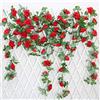 JUSTOYOU 2 pacchi 7.2ft artificiali falsi ghirlanda di rose viti appese fiori di seta per interni matrimonio all'aperto parete decorazione bagno Badroom (rosso)
