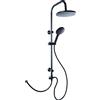 Cornat TECBE3302-Sistema Doccia Noir, Black Edition, soffione Rotondo con 3 Tipi di Getto: Normale e a spruzzo, anticalcare, Nero