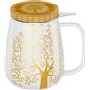 amapodo Tazza da tè con coperchio e colino - Tazza da tè in porcellana grande 600ml - Tazza Jumbo - Set di tazze XXL Bianco - senza plastica