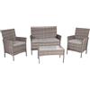 Greemotion Set Lounge Morelia, 4 Pezzi, in polyrattan, da Tavolo, Divano, 2 poltrone, Marrone-Beige