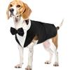 PUMYPOREITY Abito da smoking per cani, in cotone, per feste di matrimonio, cuccioli, abbigliamento formale, per festival, camicia, cappotto, abbigliamento con bandana staccabile (nero, L)