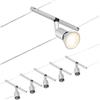 Paulmann CorDuo, sistema di cavi per faretti, 94442, set Salt, massima CC 5 pezzi da 10 Watt l'uno, estensibile, cromato, opaco, cavi, in plastica, GU 5,3, senza lampadine