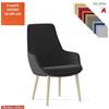 Elleci Office Metropolitan Poltrona semi-direzionale con base a 4 gambe in legno frassino verniciato naturale ecopelle GAZEBO Class 1IM