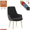 Elleci Office Metropolitan Poltrona semi-direzionale con base a 4 gambe in legno frassino verniciato naturale TESSUTO KING FLEX class 1IM