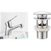 Ibergrif M11050-Roma Miscelatore Monocomando Lavabo Rubinetto Da Bagno Cromo & , Scarico Lavabo Bagno Universale Pop Up 1/4 '', Valvola Piletta Lavandino Click Clack