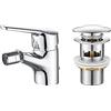 Ibergrif M15050 - Bidé De Lavabo De Baño Latón,Plata & , Scarico Lavabo Bagno Universale Pop Up 1/4 '', Valvola Piletta Lavandino Click Clack, Con Troppopieno, M, Grigio (Argento)
