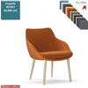 Elleci Office Metropolitan Poltroncina con base a 4 gambe in legno frassino verniciato naturale ecopelle SECRET class 1 IM