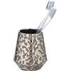 WENKO Portaspazzolini Burgos in pregiata ceramica con luminoso gioco di disegni. Misure: Ø 9.1 x 10.5 cm. Colore: marrone-grigio/platino