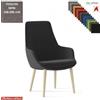 Elleci Office Metropolitan Poltrona semi-direzionale con base a 4 gambe in legno frassino verniciato naturale TESSUTO MINI class 1 IM