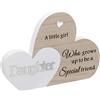 Maturi Targa a Forma di Cuore Doppio, autoportante, Regalo sentimentale - Figlia, Legno, Marrone, 23 x 16 x 2 cm