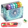 FINPAC Portapillole Settimanale 7 Giorni 4 Volte, 28 Scomparti Giornaliero Pill Box Organizzare con Borsa PU e Nome Carta, Scatola della Medicin de Viaggio, Mattino Pomeriggio Sera Notte,