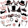 Zonon 24 Pezzi Foto Props per Feste Foto Booth Compleanno Accessori Cappelli, Bicchiere di Vino, Rossetto, Cravatta, Corone e Altro per Festa di Varietà Compleanno Matrimoni (Rosa Oro)