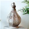 JHY DESIGN Lampada da Tavolo Marocchina Vintage in Metallo Con Lanterna a Batteria Lampade Senza Fili 30cm Lampada da Scrivania Con Lampadina Edison per Giardino Interno Esterno (Foglie di Bambù)
