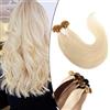 SEGO Extension Capelli Veri Cheratina 1 Grammo 100 Ciocche 40cm U Tip Nail Pre-Bonded Remy Human Hair Biondi Indiani 100g Extensions Invisibili #60 Biondo Platino