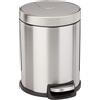 Amazon Basics Pattumiera Rotondo, Cilindrico, con pedale a chiusura ammortizzata, per bagno e spazi ridotti, 5 l, Acciaio inossidabile spazzolato