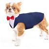 PUMYPOREITY Vestito Cotone per Cani Maglietta Shirt Cani Cappottino Completo Elegante con Papillon Abbigliamento Costume per Cani Feste Halloween Matrimoni Compleanno Natale(Blu, S)