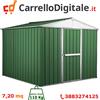 Box in Acciaio Zincato Casetta da Giardino in Lamiera 2.76 x 2.60 m x h2.12 m - 110 KG - 7,2 metri quadri - VERDE