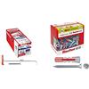 Fischer 25 Tasselli Per Cartongesso Duotec 10 S Con Vite, Fissaggio Ad Ancora Per Carichi Elevati Su Pannelli E Lastre, Foro 10 Mm & 50 Tasselli Duopower Con Vite, 5 X 25 Mm, Per Muro Pieno
