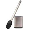 Erreke Scopino WC in Silicone, Scopino Water, con Supporto Anti-impronta, Montaggio a Parete Facile, Acciaio Inox SS410, Igienico, Flessibile e Resistente, Manico Lungo (Argento)