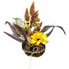 Flair Flower 090233GN - Set di girasoli artificiali e foglie con scoiattolo in vaso di pigne per autunno, decorazione autunnale, 28 x 30 x 15 cm, colore: Giallo
