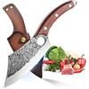DRAGON RIOT Coltello da Cucina Giapponese Forgiato con Fodero in Pelle | Coltello da Carne Professionale in Acciaio al Carbonio con Manico Curvo in Legno, BBQ Cucina Outdoor con Confezione Regalo