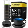 MIAMIO - Tazzine espresso in ceramica (75 ml) - Le Papillon (Multicolore) | Tazzine espresso in ceramica con piattini e supporto, servizio da 6 per caffè espresso e moka, lavabili in lavastoviglie