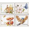 LANARTE Kit Punto Croce Contato Quattro Stagioni Set da 4 Decorativi per Pareti ca. 10,5 x 8,5 cm Set Fai da Te Creativo Adulti Ricamo Casa Decor Arte da Parete Kit per Hobby Cross Stitch