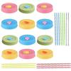Samantha 12 Pezzi Coperchio a Vite con Cannuccia, 12 Pezzi Cannucce in Plastica e Tappi in Silicone, Anelli in Silicone, Pennello per La Pulizia, Compatibile con Barattolo di Vetro, 4 Colori