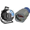Electraline 49028 Prolunga Elettrica Con Avvolgicavo, 50 M, 4 Prese Polivalenti Spina Grande 16A & 80863 Adattatore Spina A 3 Poli Industriale Cee Presa Polivalente Adatto Per Camper, Campeggio
