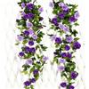 JUSTOYOU 2 pacchi 7.8FT 13 teste doppio colore artificiale finto ghirlanda di rose viti appese fiori di seta per la decorazione della parete di nozze all'aperto Bedroom (viola)