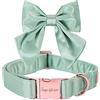 Unique style paws, Collare per cani in seta, durevole e regolabile, con fiocco, per matrimonio, per cani, taglia S, colore verde