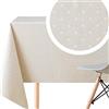 KP Home Tovaglia Antimacchia Plastica PVC 200x140 Beige in Stile Retrò Pois. Tovaglia Plastificata Rettangolare 6 Posti. Copritavolo Cucina Cerato Crema 140x200
