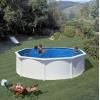 GRE PISCINA FUORITERRA FIDJI 550x120 cm IN ACCIAIO BIANCO CON RINFORZI POMPA SABBIA E ACCESSORI