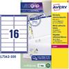 AVERY Etichetta adesiva L7162 bianca 100fg A4 99,1x33,9mm (16et/fg) Avery