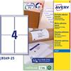 AVERY Etichetta adesiva J8169 bianca 25fg A4 99,1x139mm (4et/fg) inkjet Avery