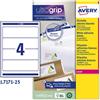 AVERY Etichetta adesiva L7171 bianca coprenti 25fg A4 200x60mm (4et/fg) Avery