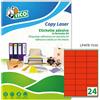 TICO Etichetta adesiva LP4F rosso fluo 70fg A4 70x36mm (24et/fg) Tico