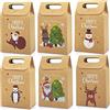 Aviski,30 Sacchetti Regalo di Natale Kraft per Caramelle, Biscotti, per Feste, Capodanno, scatole di Carta Stili Assortiti